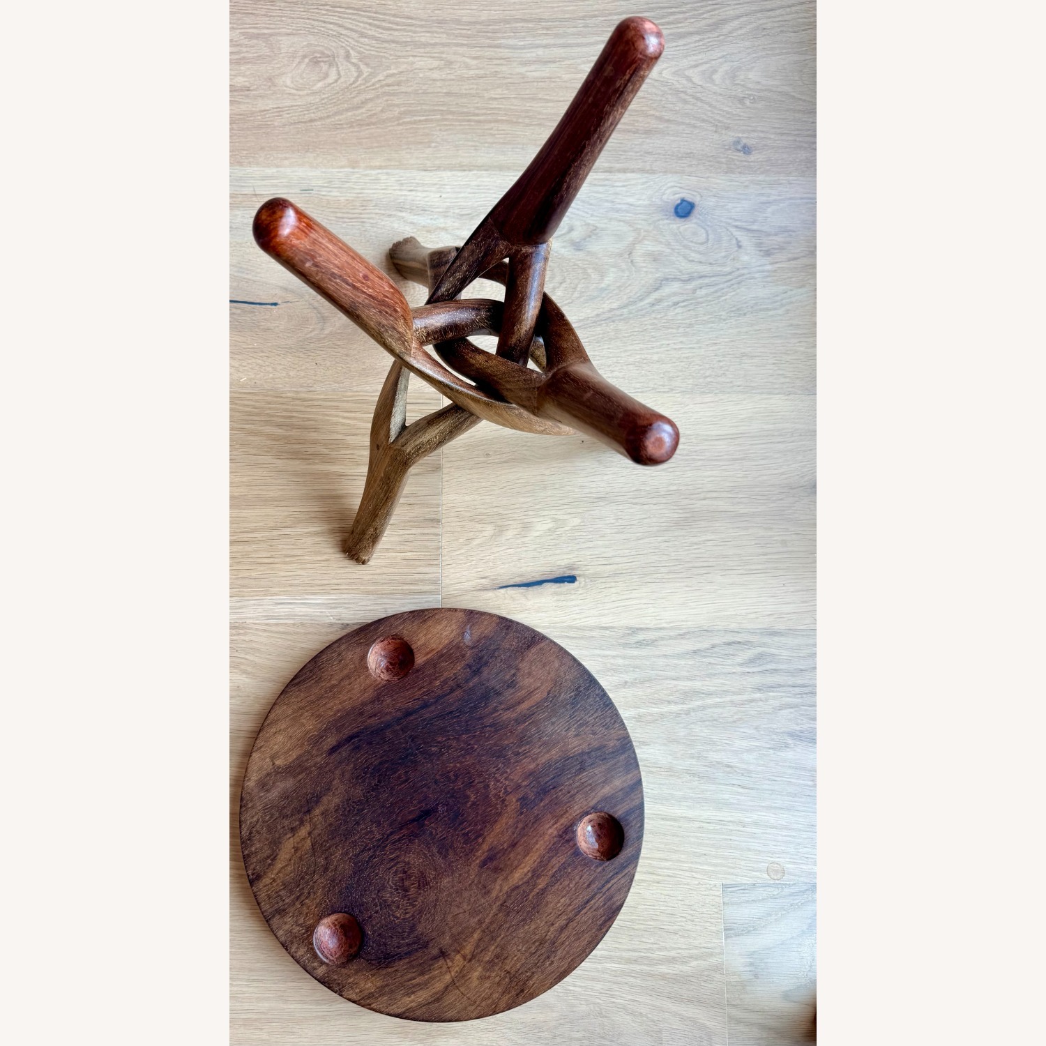 Hand-Carved African Wood Accent Table  - image-3