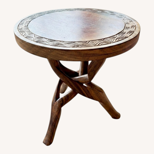 Used Hand-Carved African Wood Accent Table  for sale on AptDeco