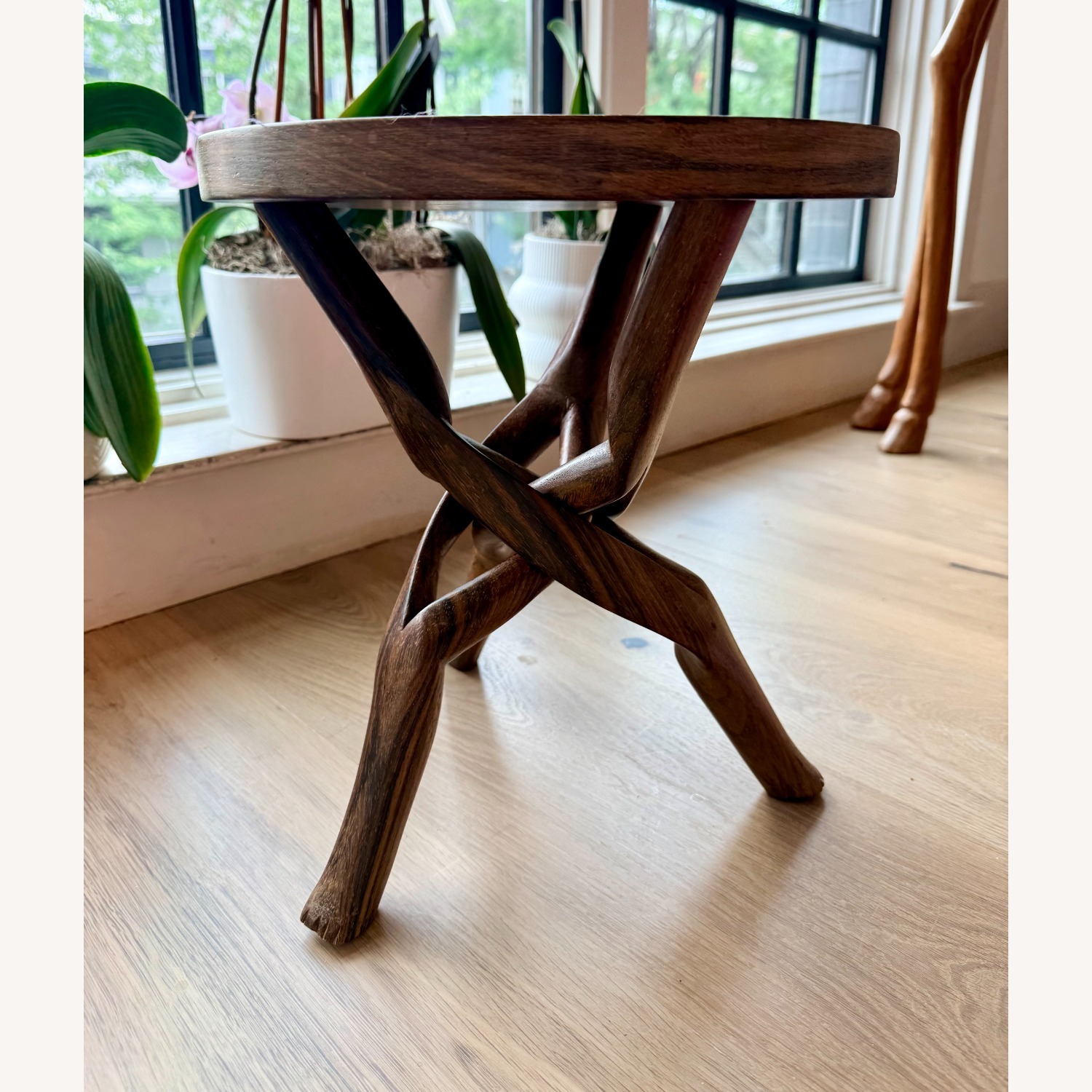 Hand-Carved African Wood Accent Table  - image-5