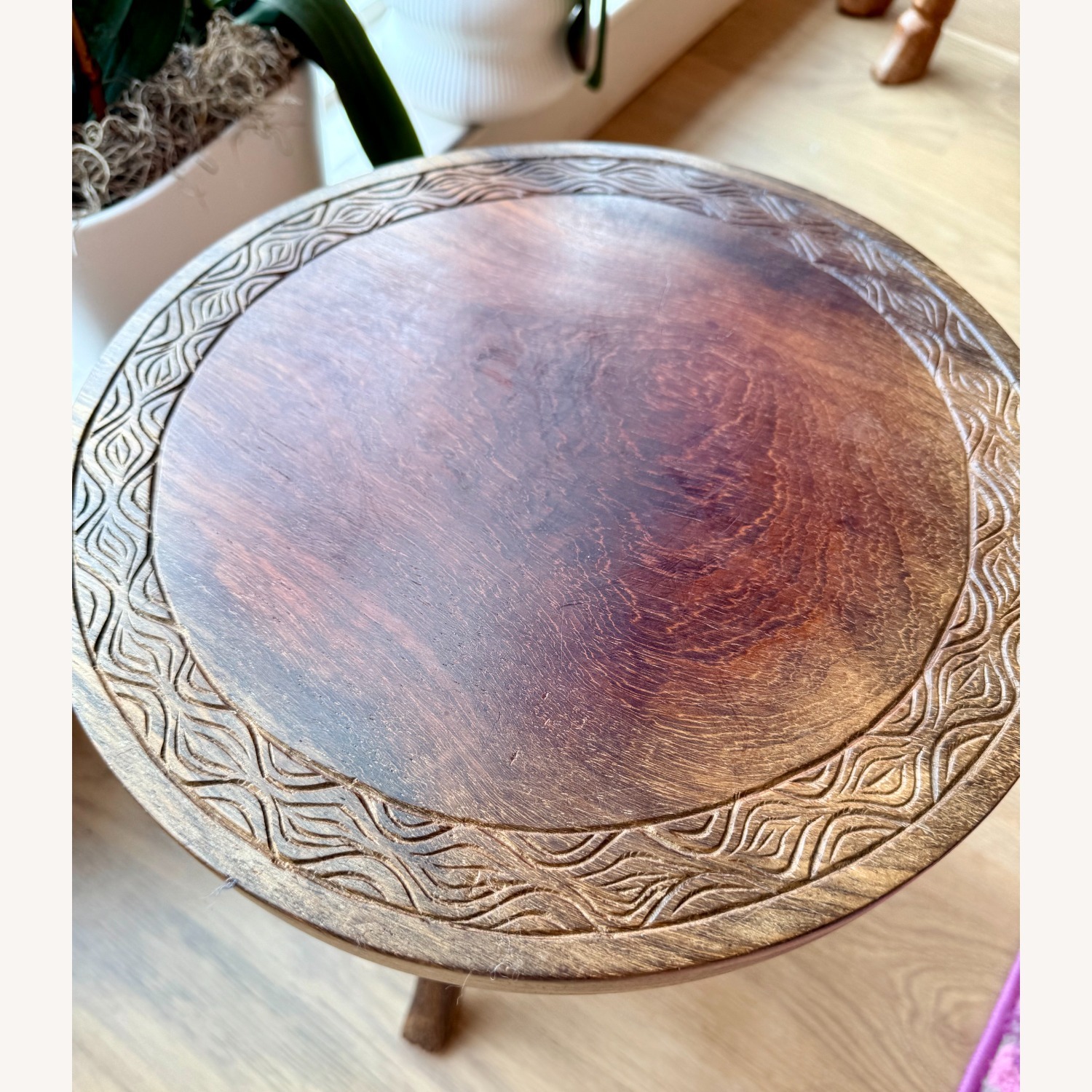 Hand-Carved African Wood Accent Table  - image-7