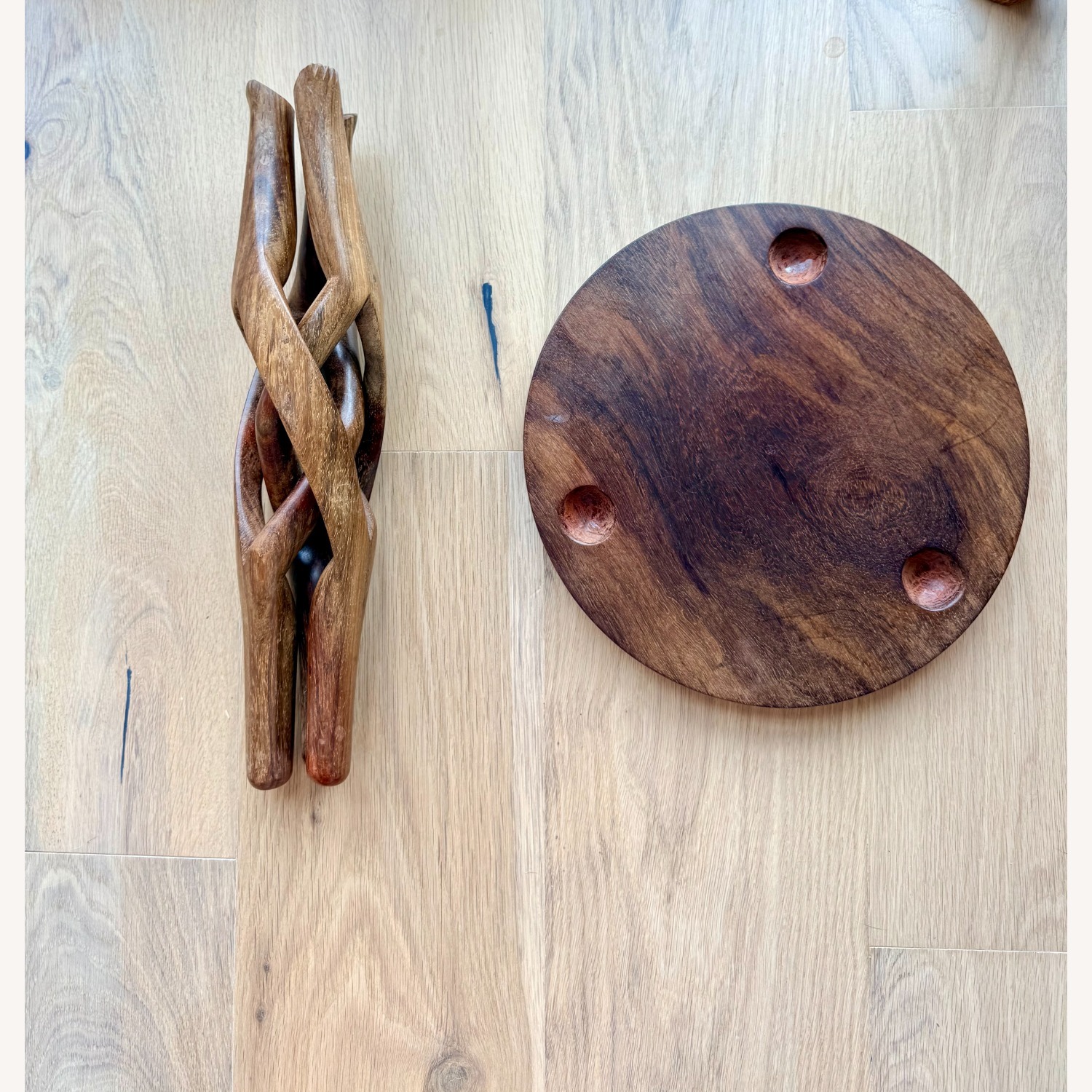 Hand-Carved African Wood Accent Table  - image-4
