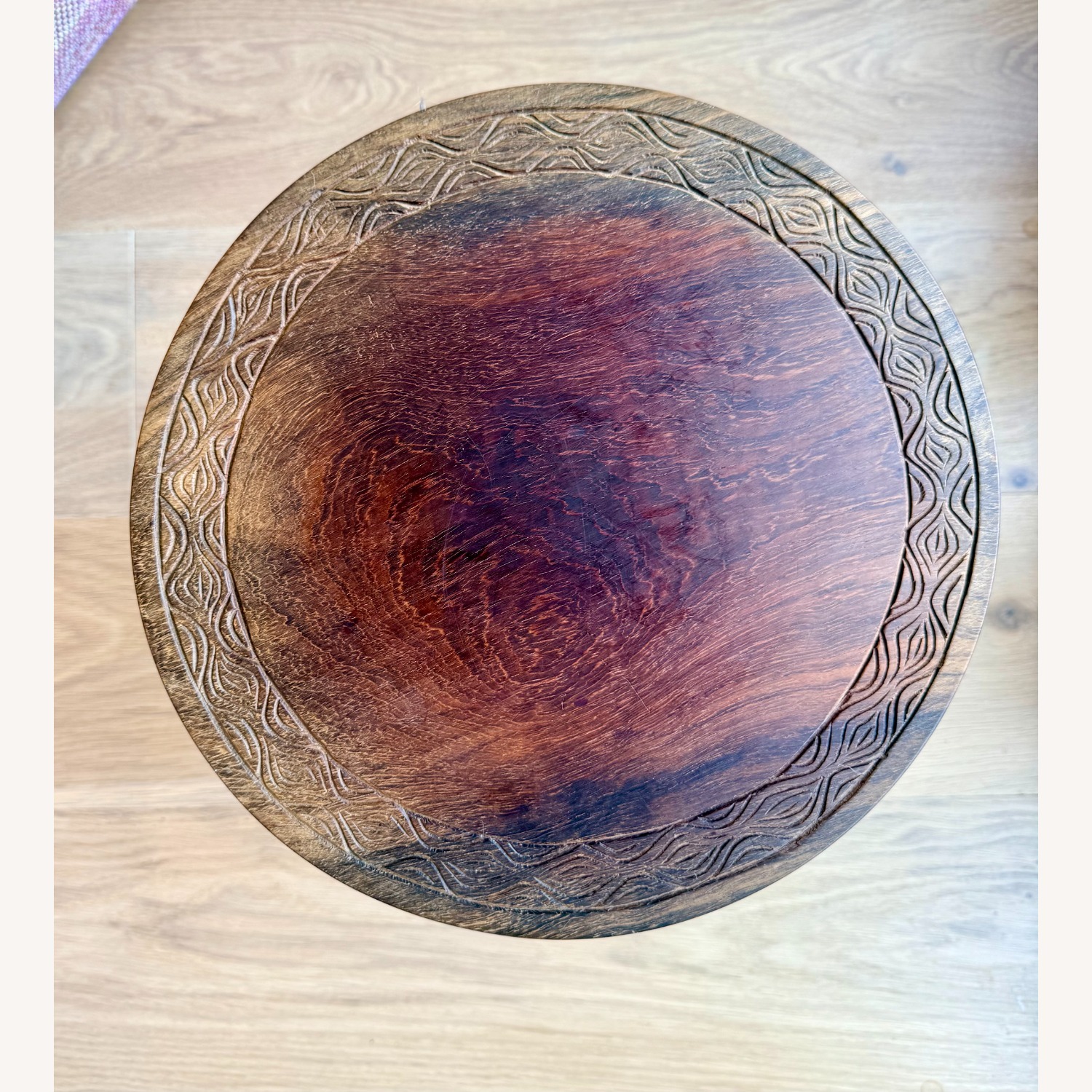 Hand-Carved African Wood Accent Table  - image-2