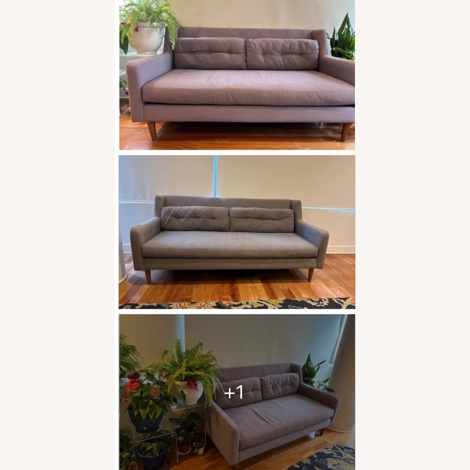 West Elm Crosby Tufted Grey Apartment Sofa - image-2