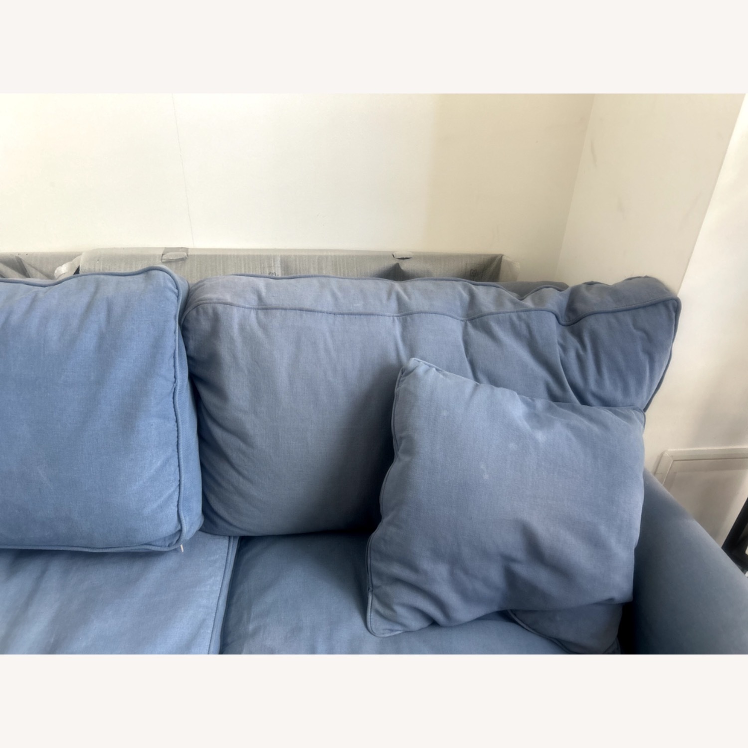 Crate & Barrel Monterey Blue Linen 3+ Seater Sofa - image-5