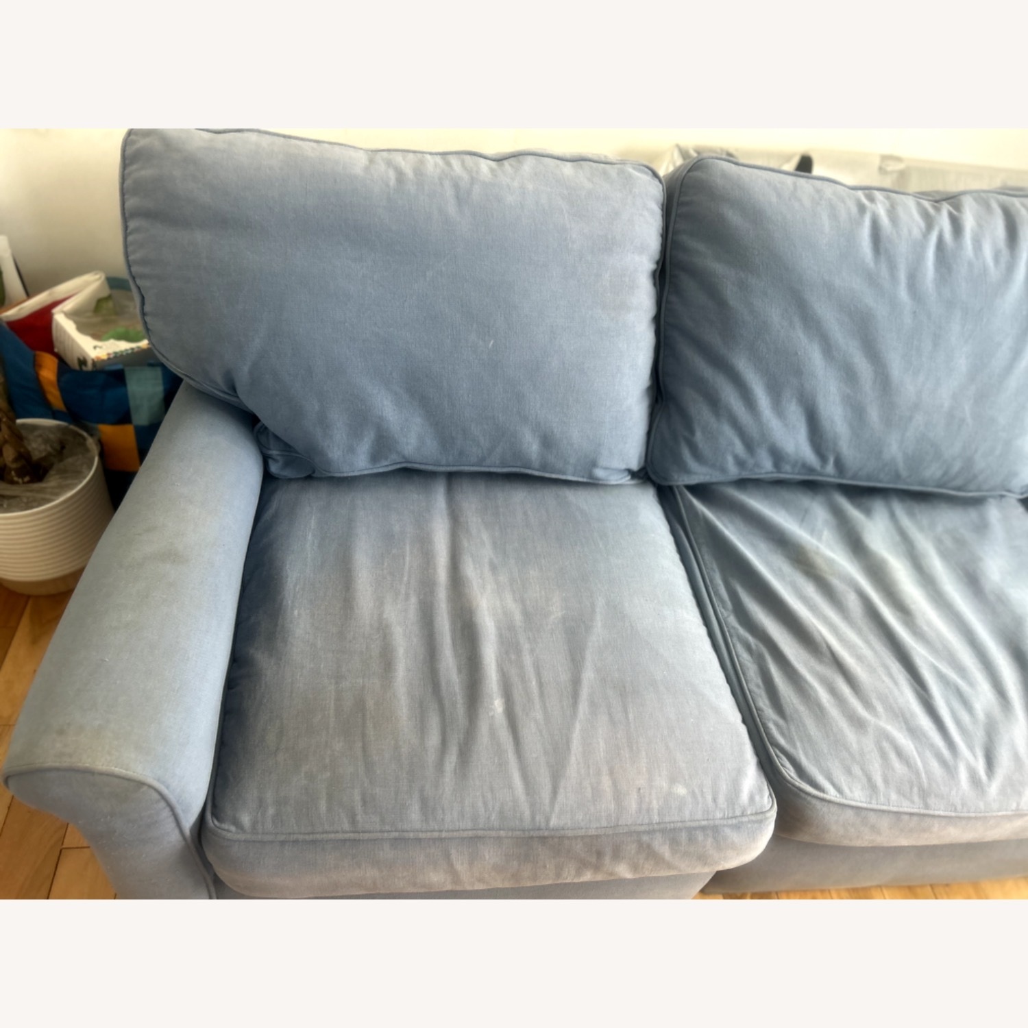 Crate & Barrel Monterey Blue Linen 3+ Seater Sofa - image-7