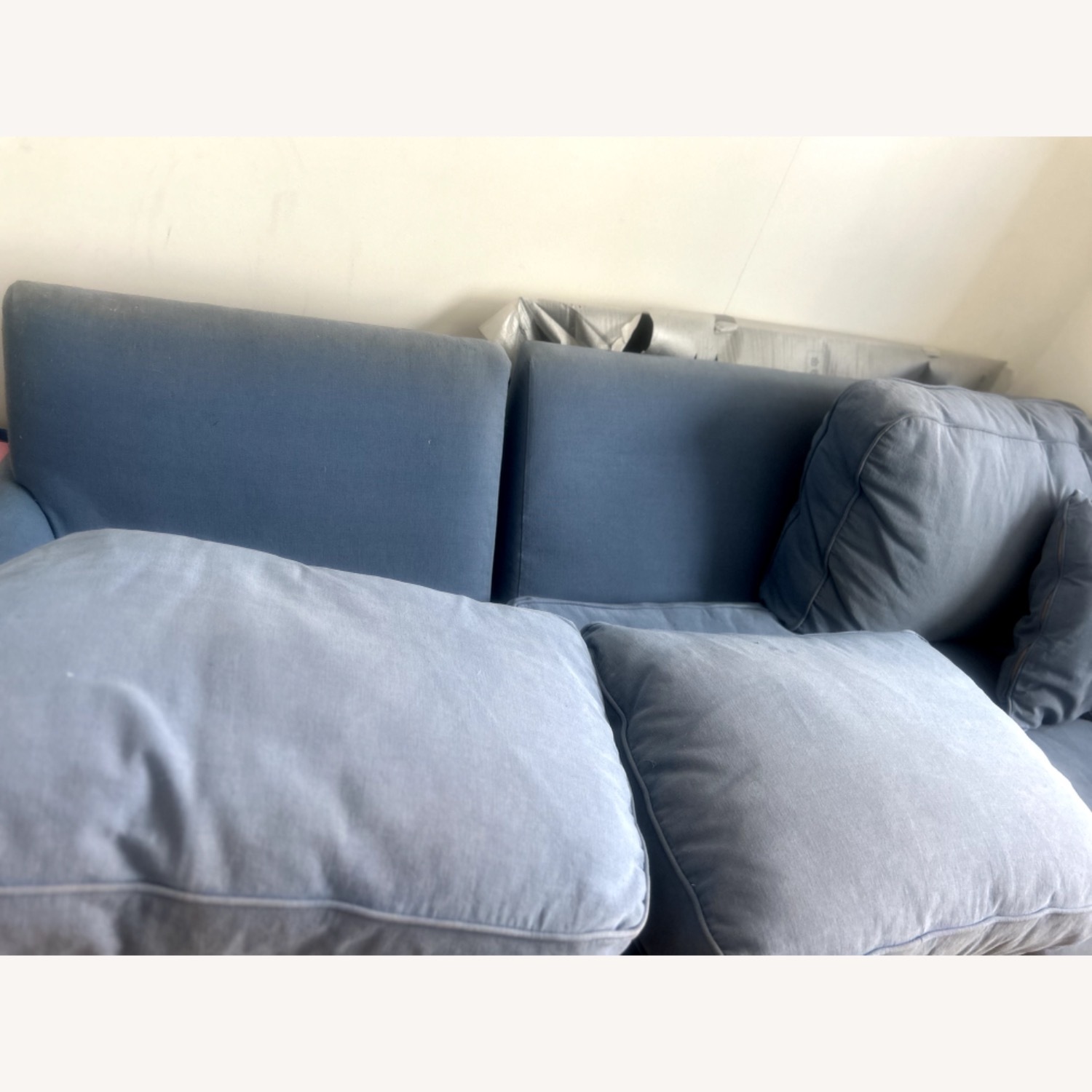 Crate & Barrel Monterey Blue Linen 3+ Seater Sofa - image-10
