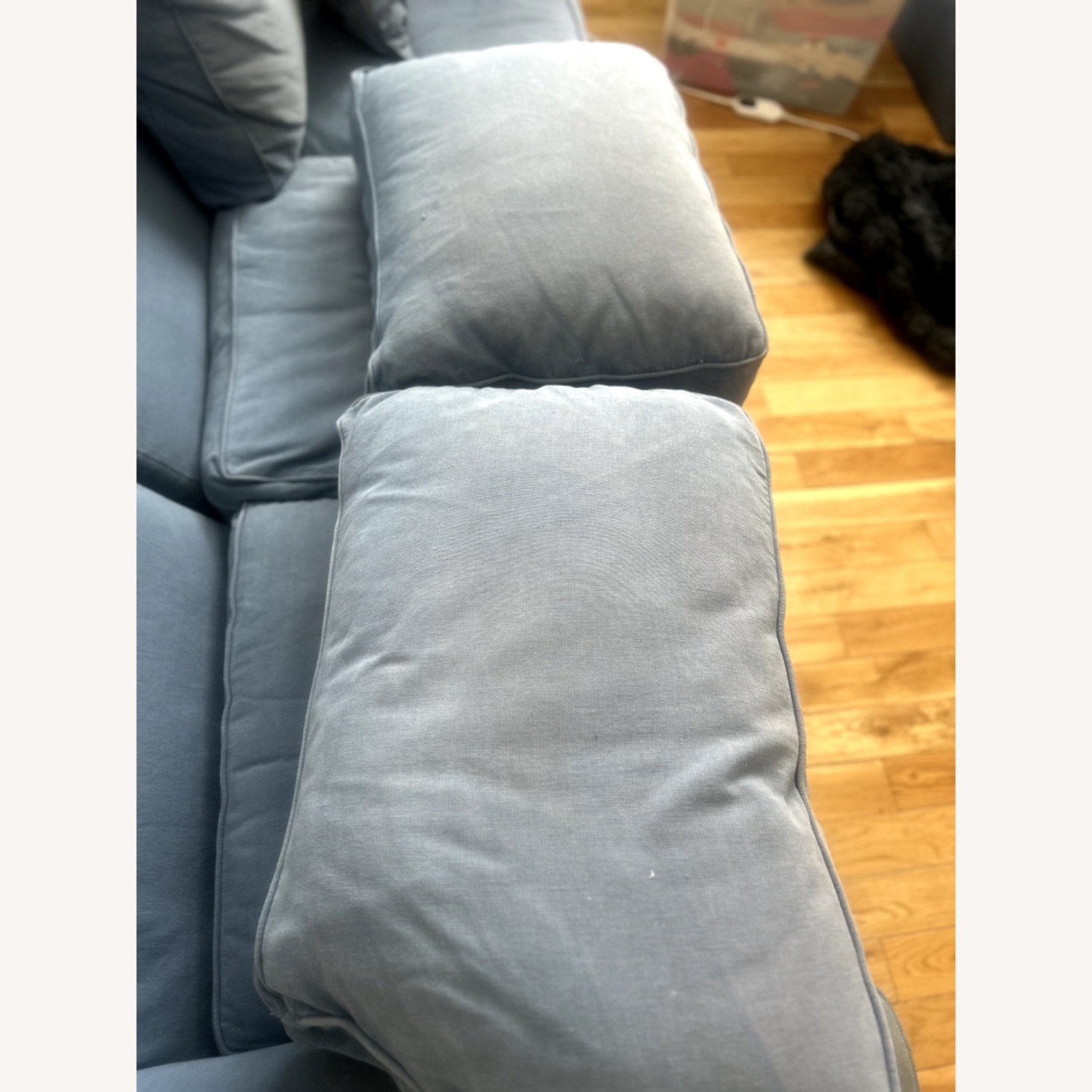 Crate & Barrel Monterey Blue Linen 3+ Seater Sofa - image-9