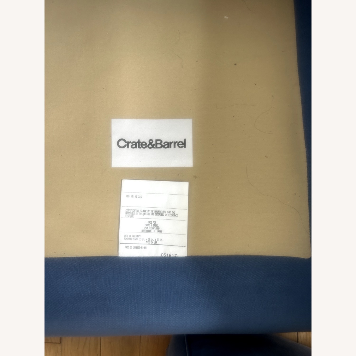 Crate & Barrel Monterey Blue Linen 3+ Seater Sofa - image-1