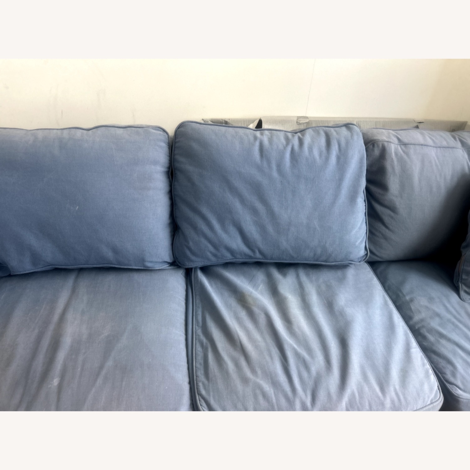 Crate & Barrel Monterey Blue Linen 3+ Seater Sofa - image-6