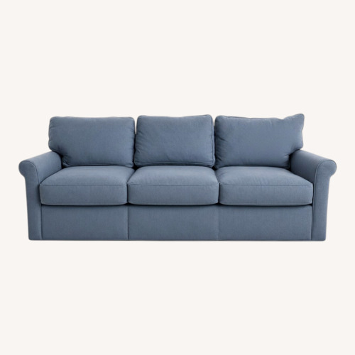 Used Crate & Barrel Monterey Blue Linen 3+ Seater Sofa for sale on AptDeco