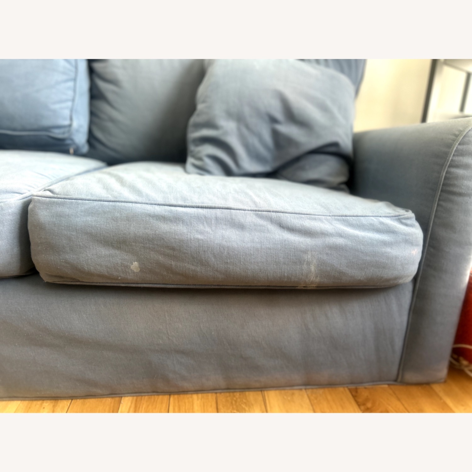 Crate & Barrel Monterey Blue Linen 3+ Seater Sofa - image-4