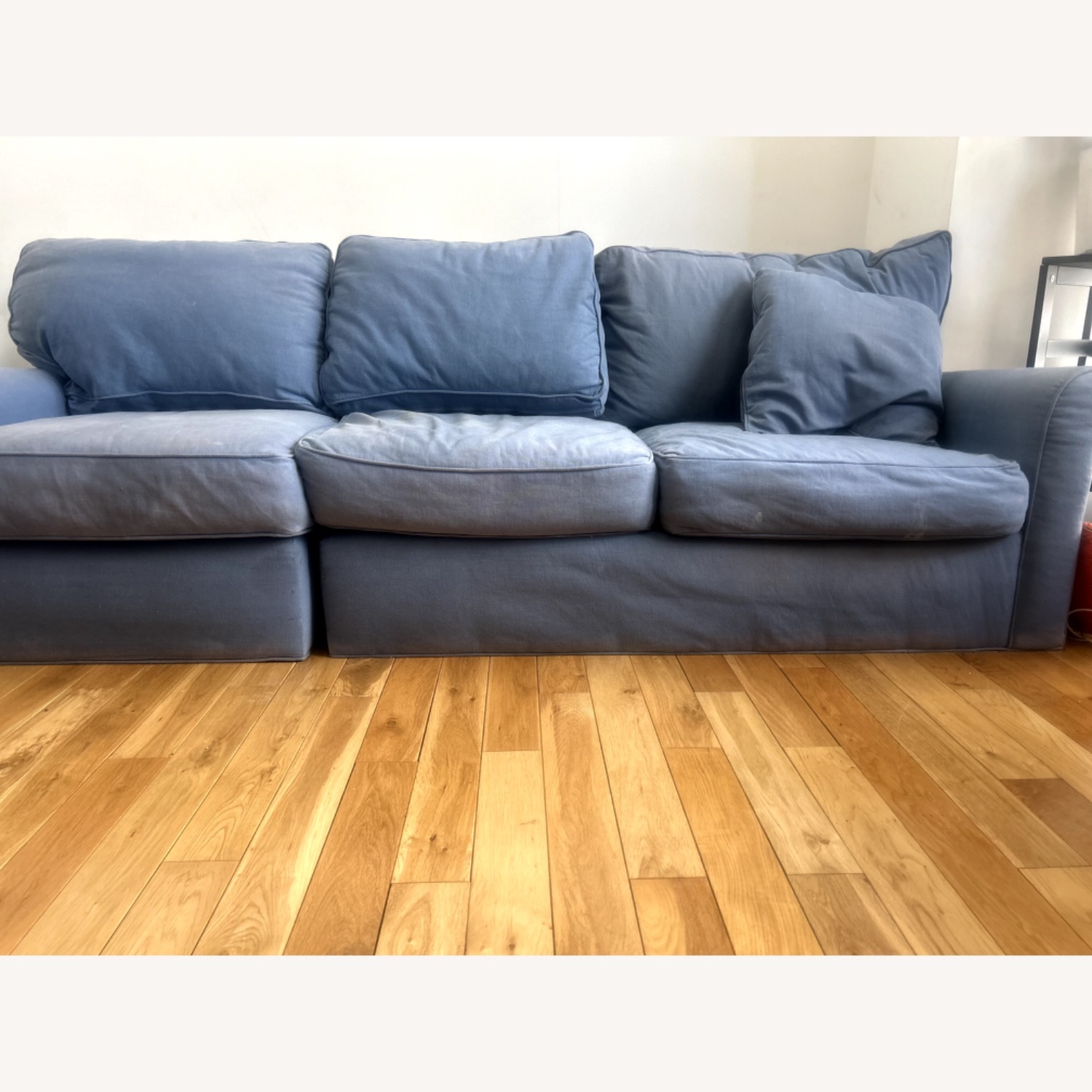 Crate & Barrel Monterey Blue Linen 3+ Seater Sofa - image-3