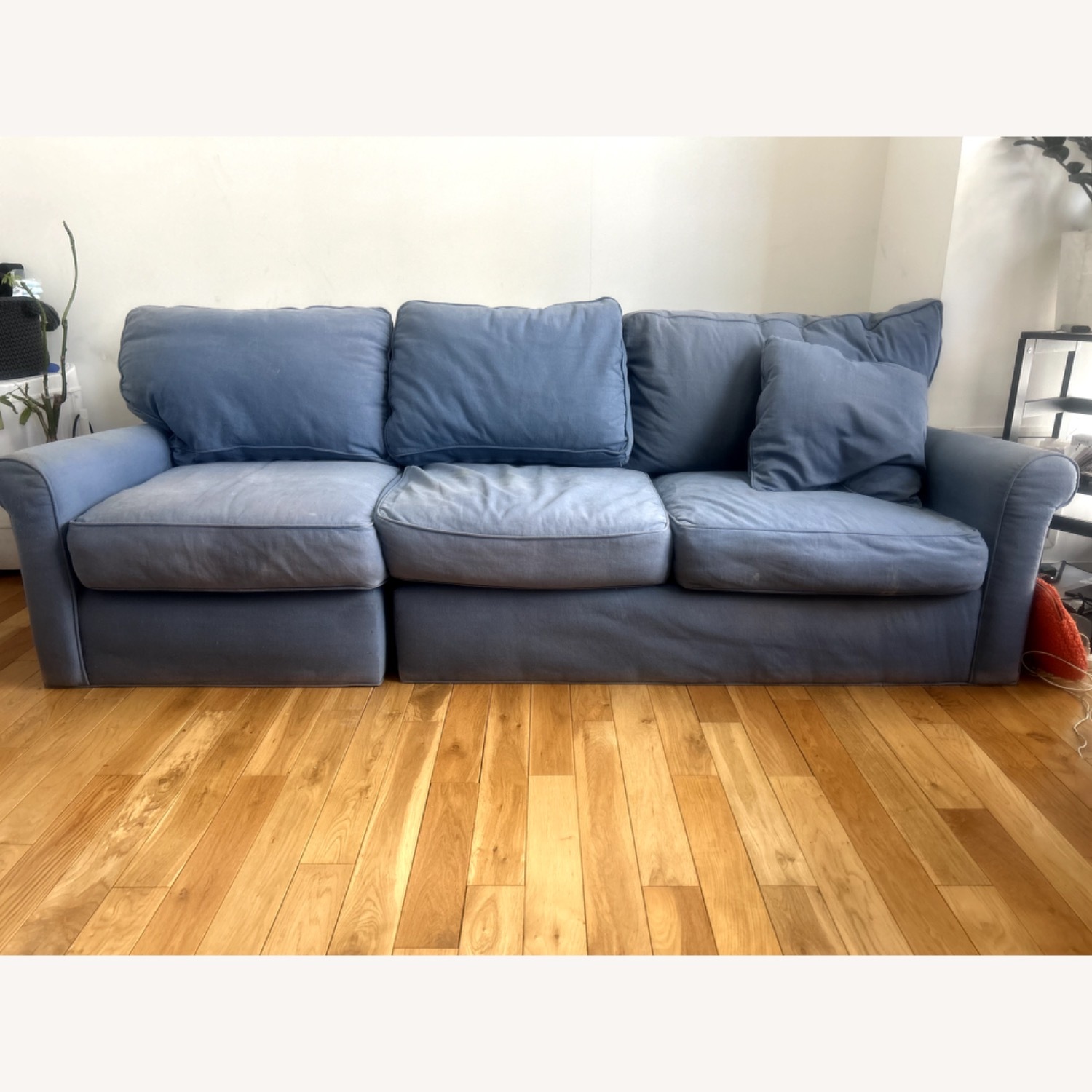 Crate & Barrel Monterey Blue Linen 3+ Seater Sofa - image-2