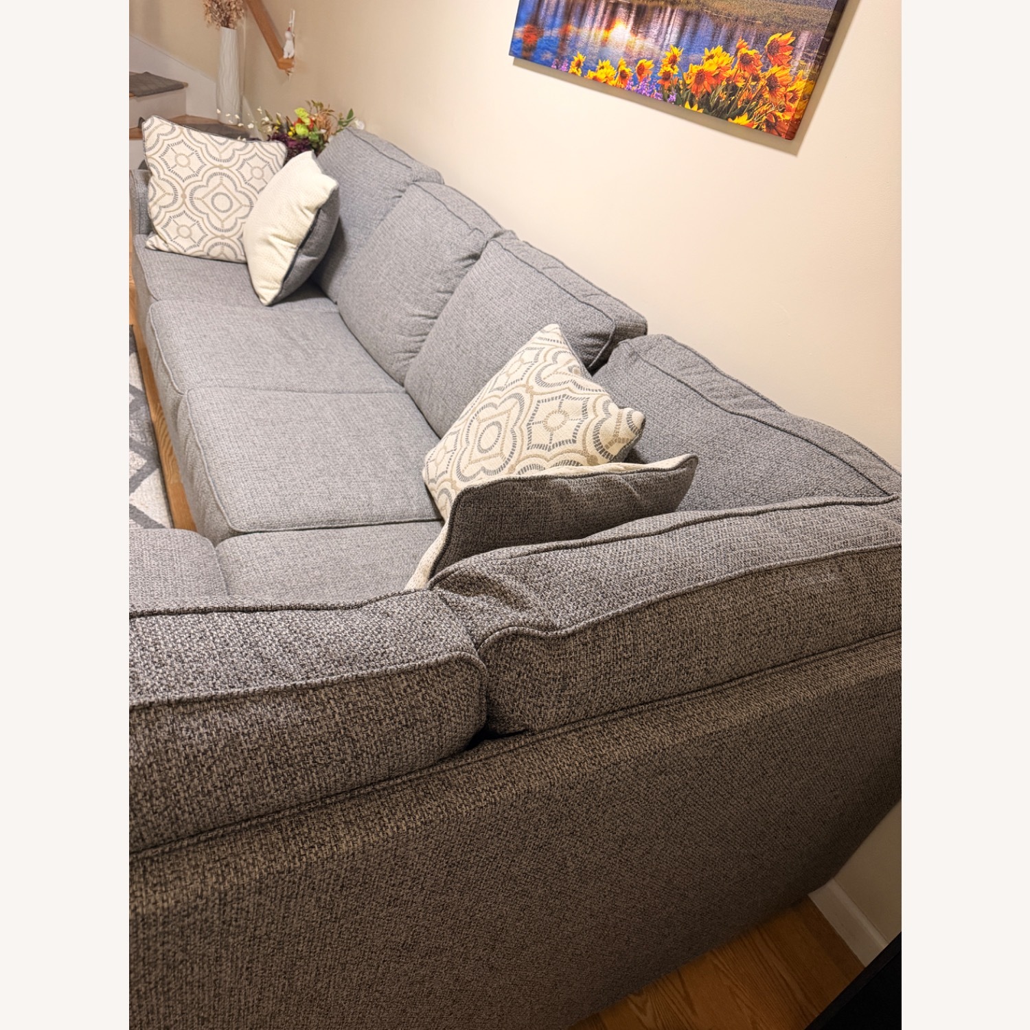 Light Gray Fabric 3+ Piece Sectional - image-4