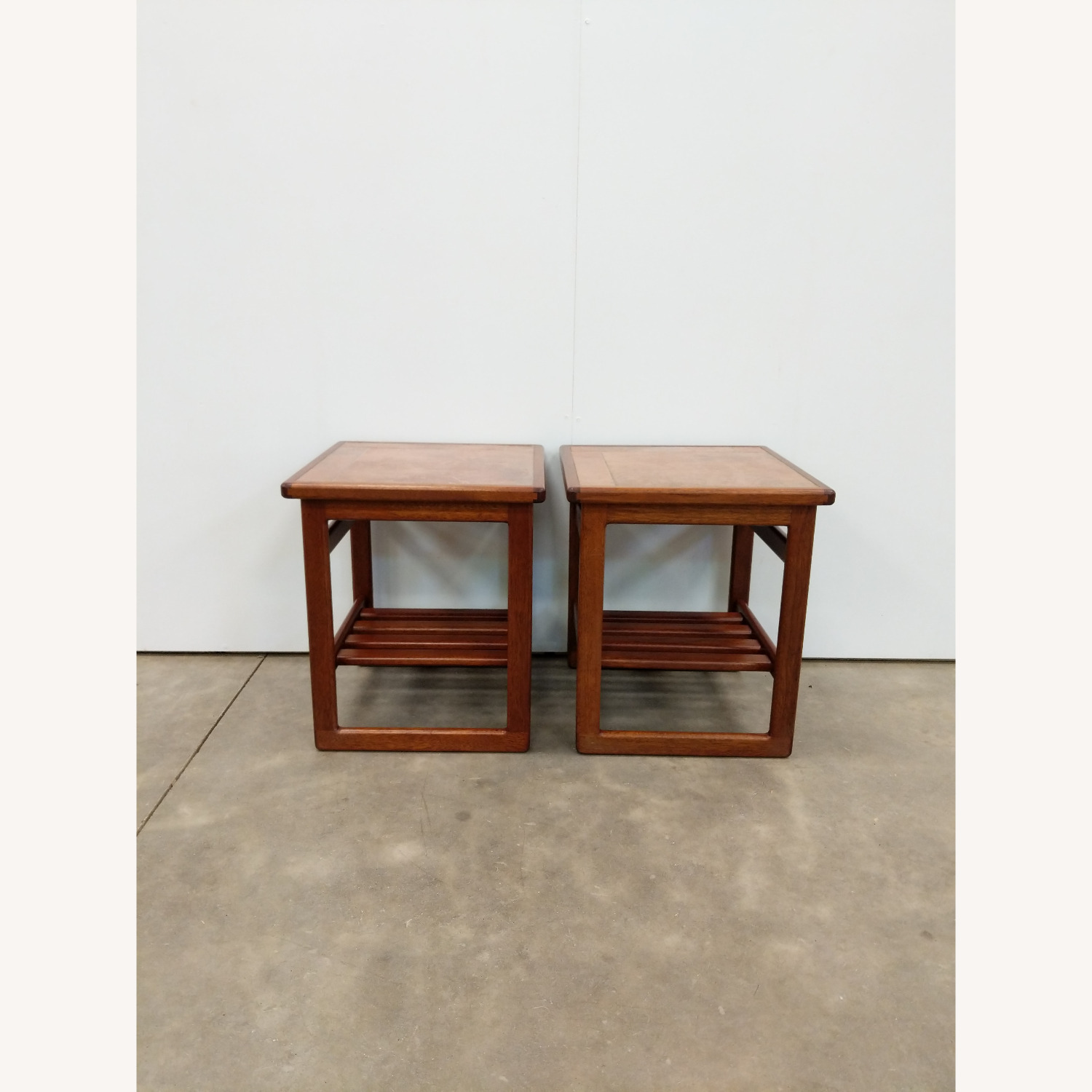 2 Vintage Mid Century Modern Teak/Tile Side Tables - image-1