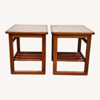 2 Vintage Mid Century Modern Teak/Tile Side Tables