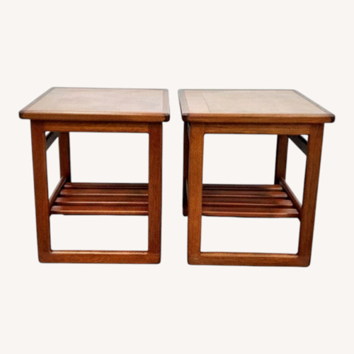 Used 2 Vintage Mid Century Modern Teak/Tile Side Tables for sale on AptDeco