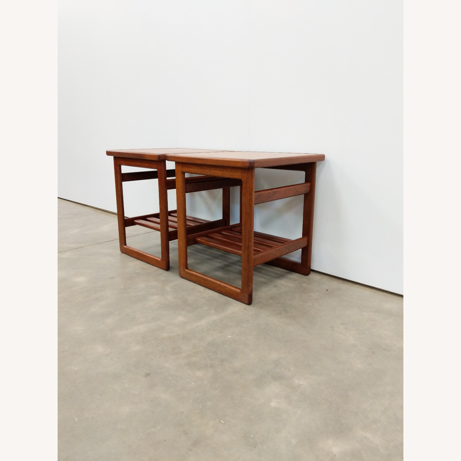 2 Vintage Mid Century Modern Teak/Tile Side Tables - image-3