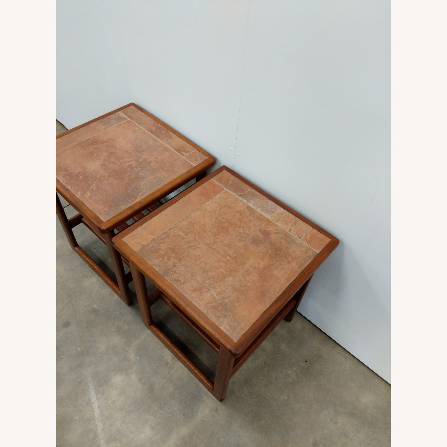 2 Vintage Mid Century Modern Teak/Tile Side Tables - image-4