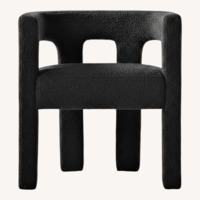 CB2 Stature Black Boucle Dining Armchair