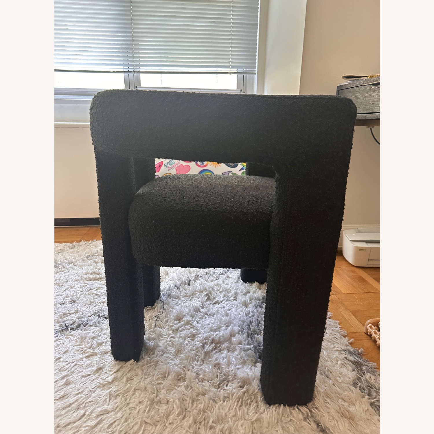 CB2 Stature Black Boucle Dining Armchair - image-4