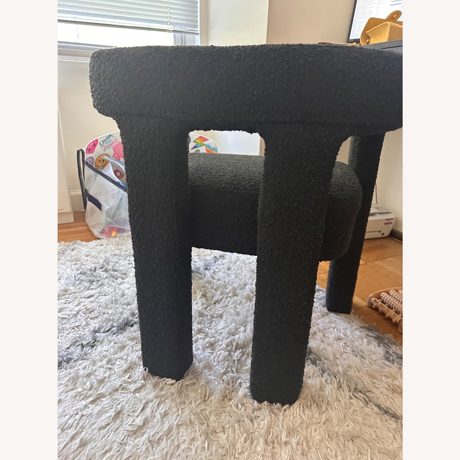 CB2 Stature Black Boucle Dining Armchair - image-2