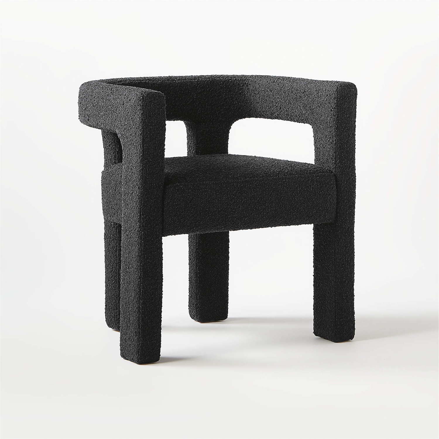 CB2 Stature Black Boucle Dining Armchair - image-5