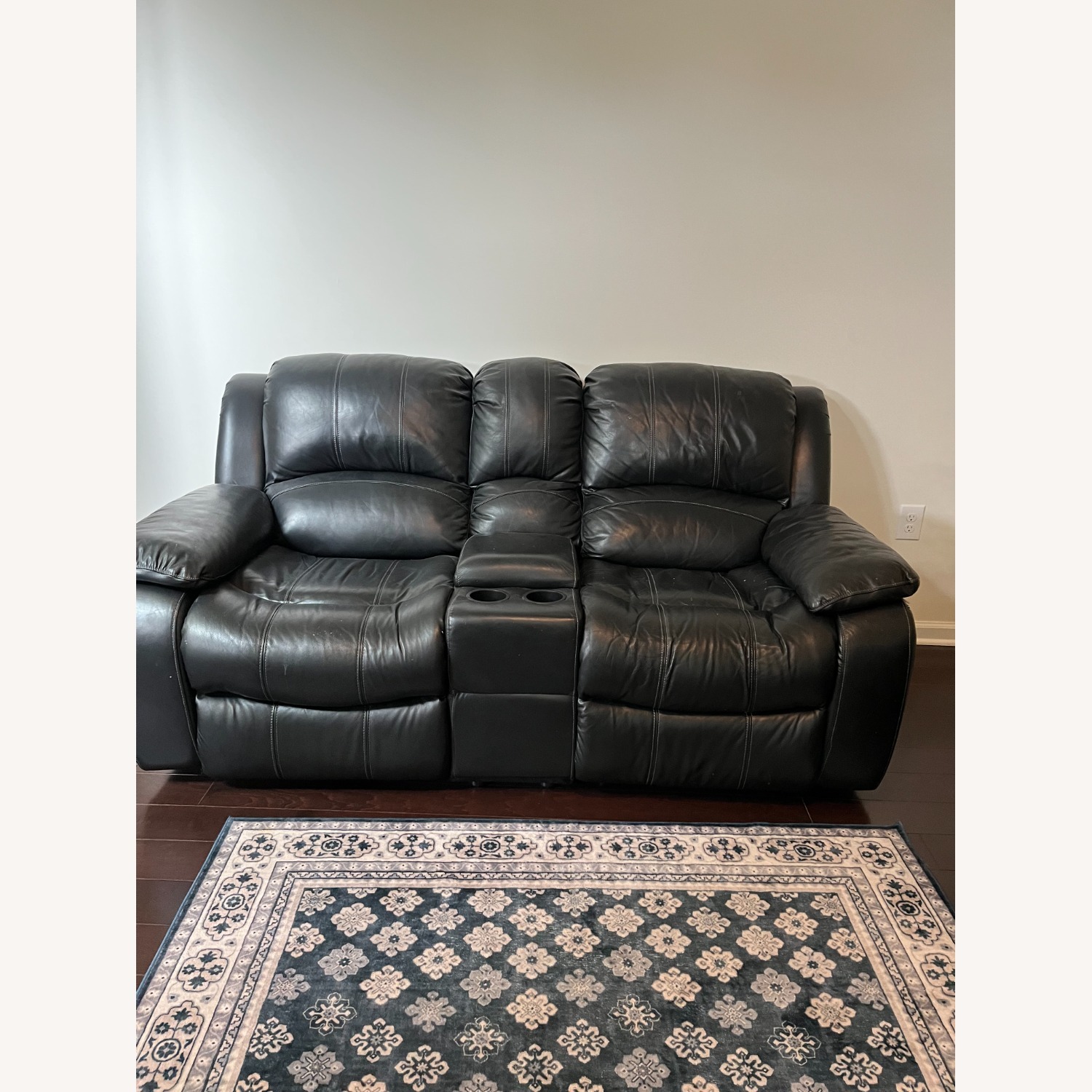 Raymour & Flanigan Black Leather 2 Seater Sofa - image-1