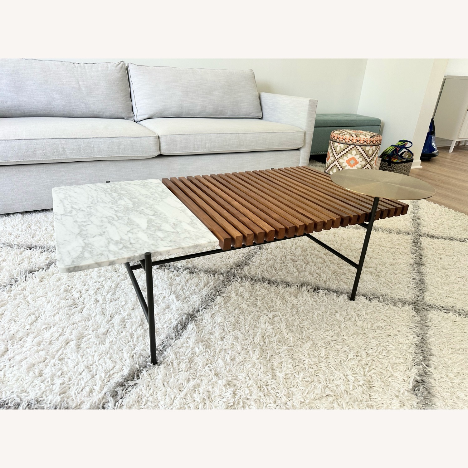 West Elm Eclipse Wood and Marble Coffee Table - image-2