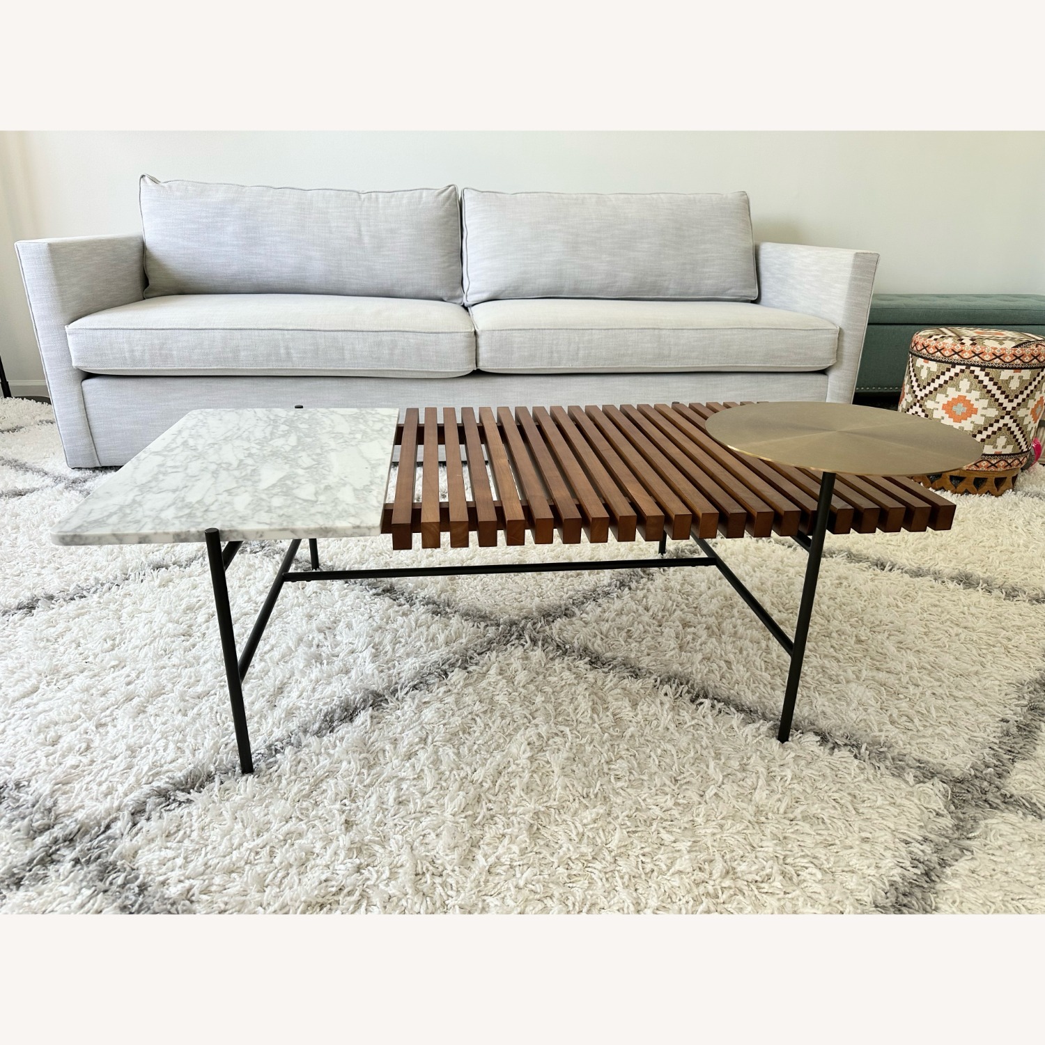 West Elm Eclipse Wood and Marble Coffee Table - image-7