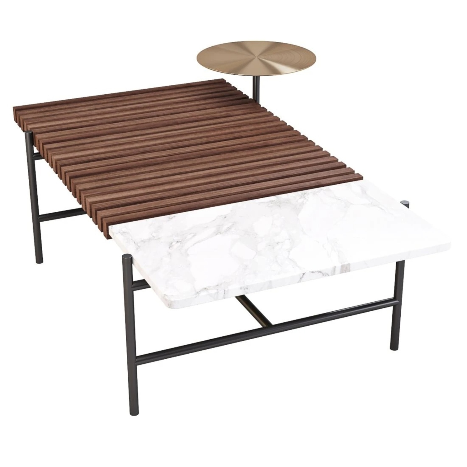 West Elm Eclipse Wood and Marble Coffee Table - image-8