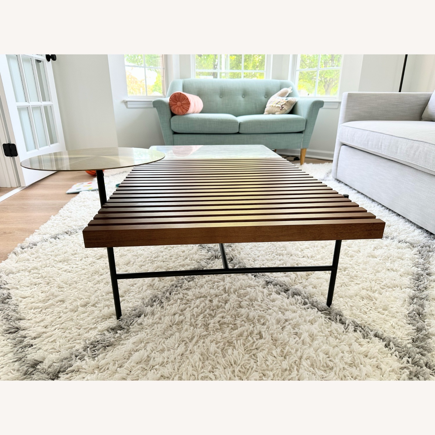 West Elm Eclipse Wood and Marble Coffee Table - image-4