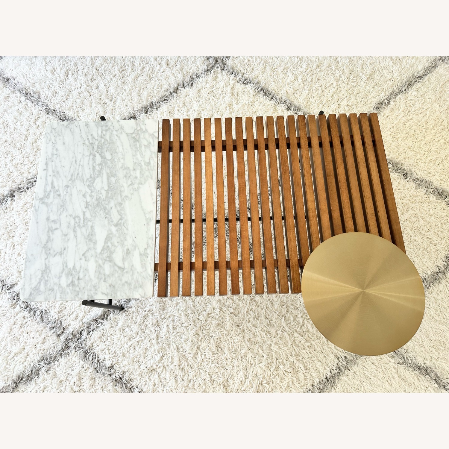 West Elm Eclipse Wood and Marble Coffee Table - image-3