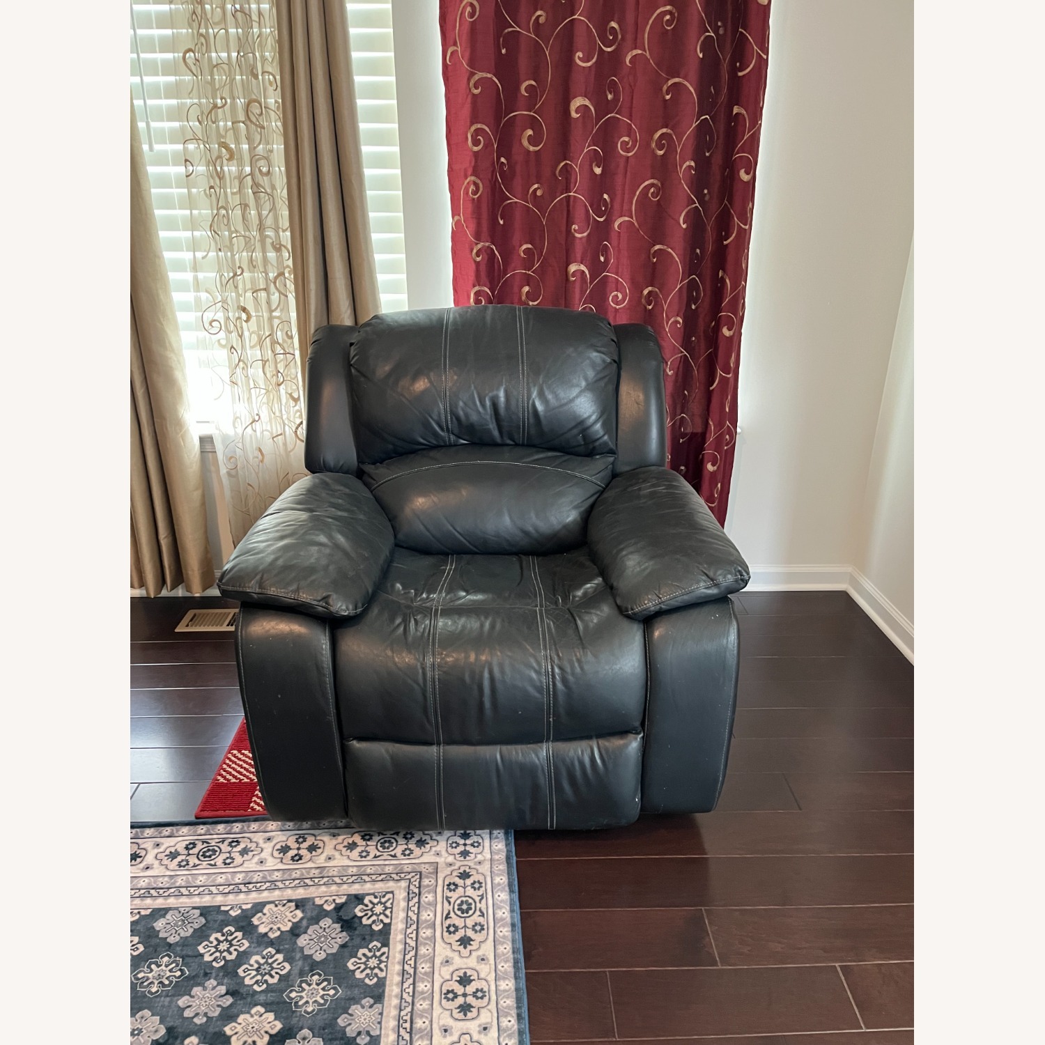 Raymour & Flanigan Black Leather Recliner - image-1