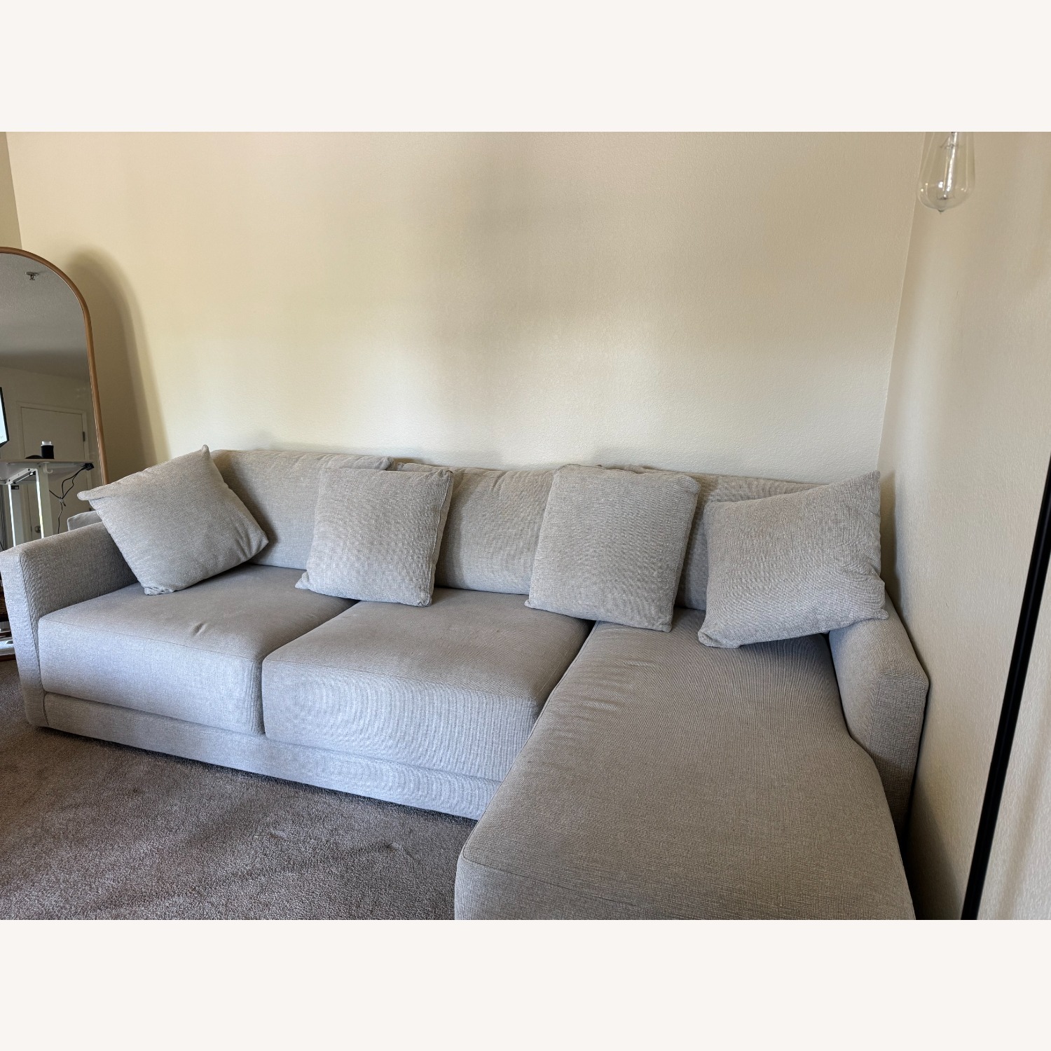 Crate & Barrel White Fabric 2 Piece Sectional - image-1