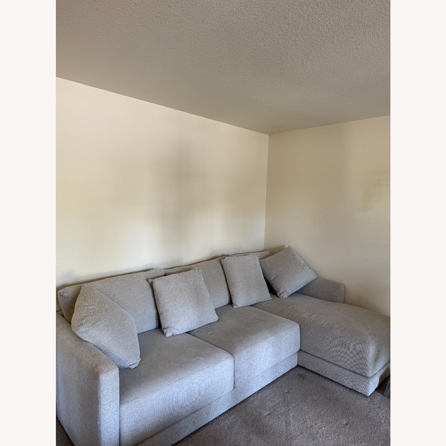 Crate & Barrel White Fabric 2 Piece Sectional - image-2