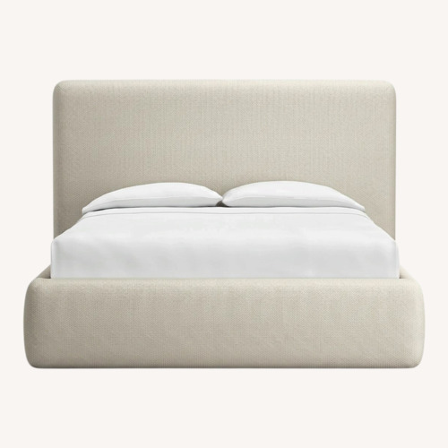 Used Crate & Barrel Anneli Ivory Upholstered Queen Bed for sale on AptDeco