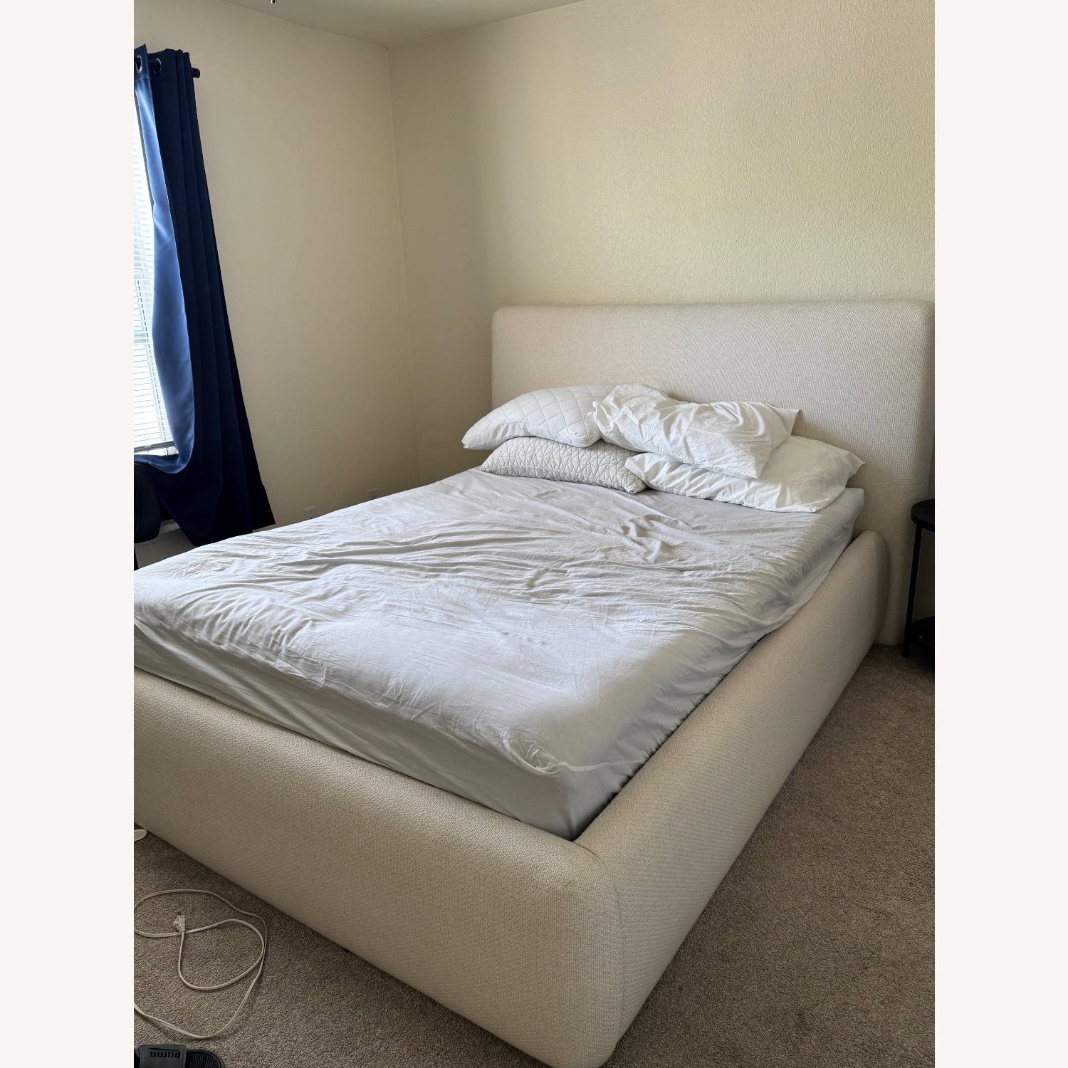 Crate & Barrel Anneli Ivory Upholstered Queen Bed - image-3