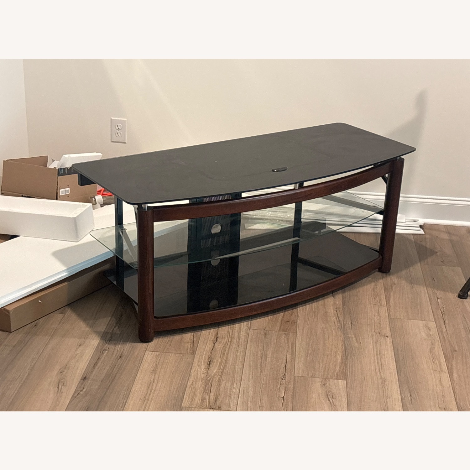 Whalen Furniture Ht Dark Brown Glass Storage - image-3