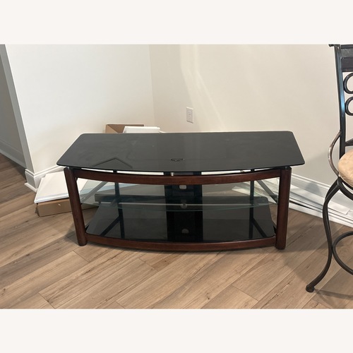Used Whalen Furniture Ht Dark Brown Glass Storage for sale on AptDeco