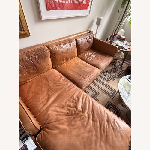 Used West Elm Hamilton Leather Left Chaise Sectional for sale on AptDeco