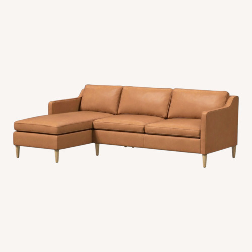 Used West Elm Hamilton Leather Left Chaise Sectional for sale on AptDeco