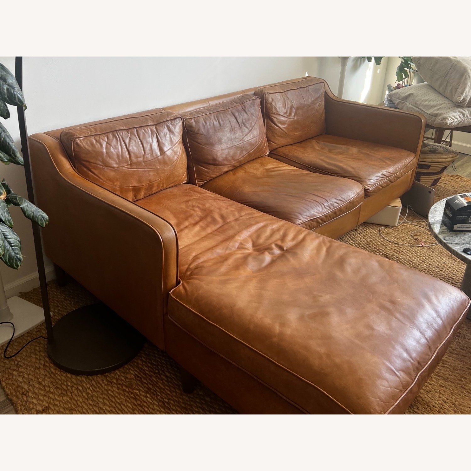 West Elm Hamilton Leather Left Chaise Sectional - image-3