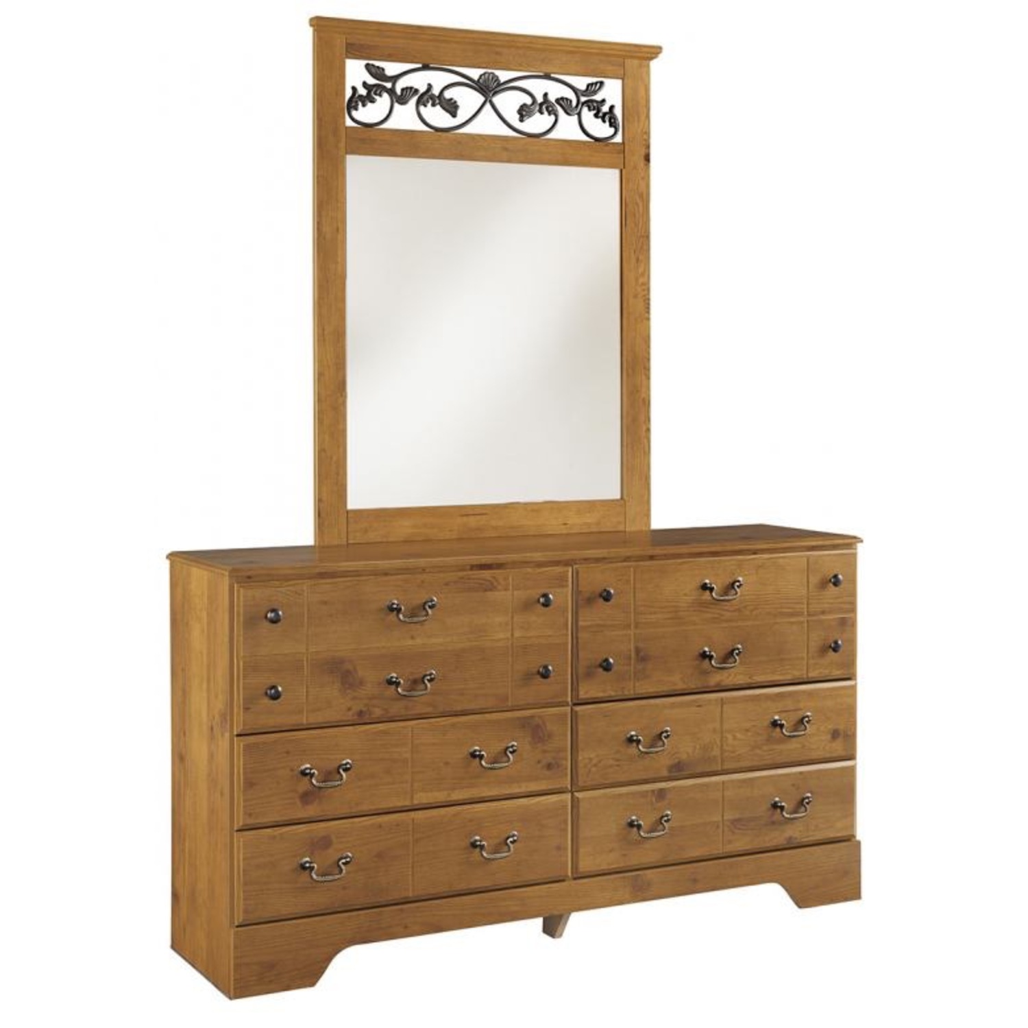 Ashley Contad Pine Dresser + Mirror - image-1