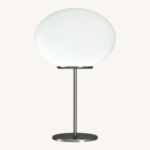 Used Vistosi Lucciola White Glass/Nickel Table Lamp for sale on AptDeco