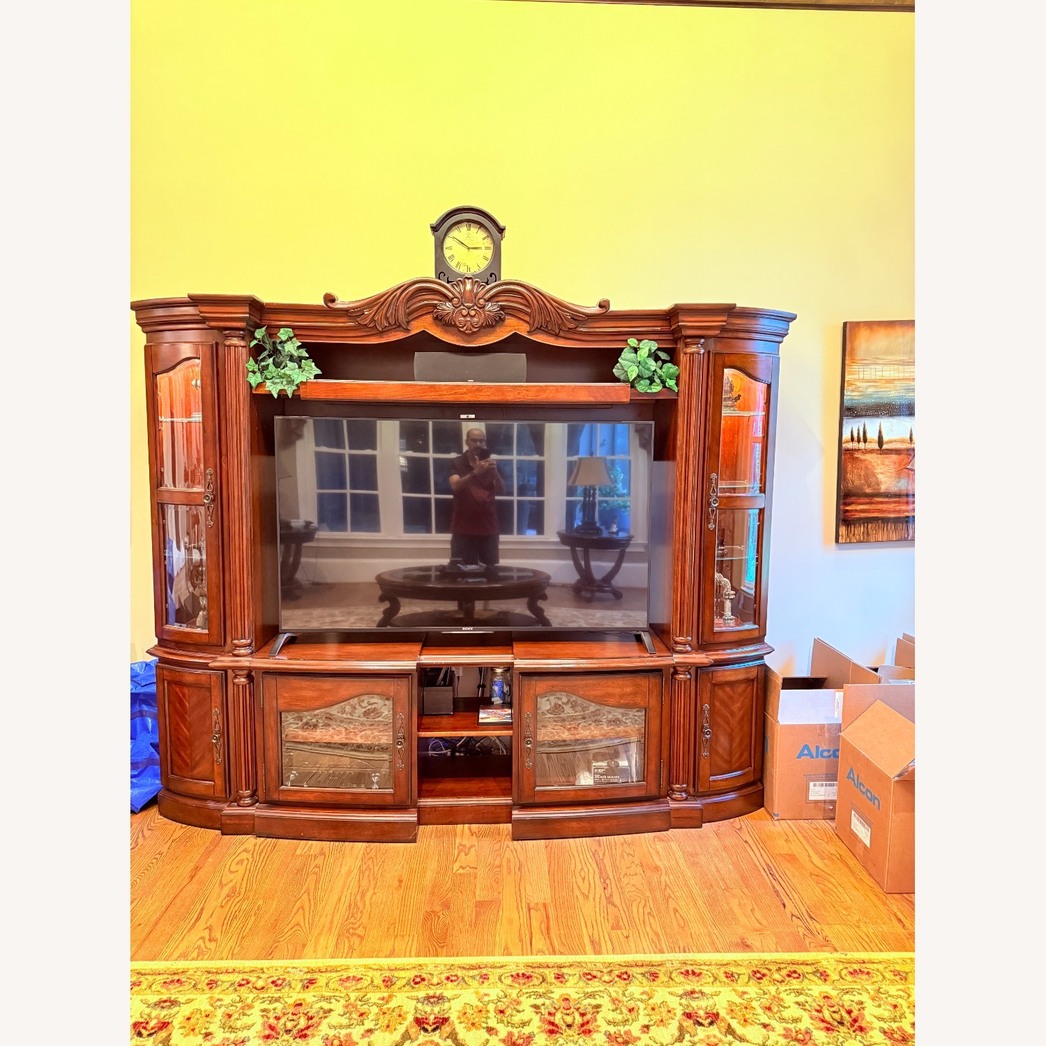 AICO Expandable Media Console With Curio Displays - image-1
