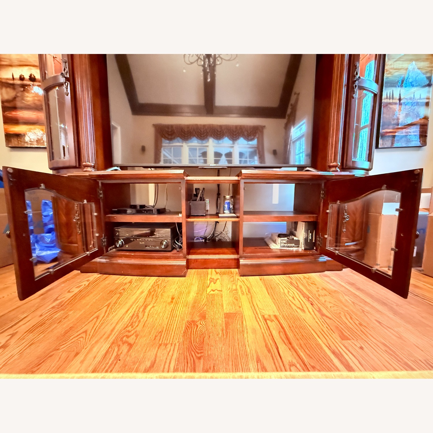 AICO Expandable Media Console With Curio Displays - image-3