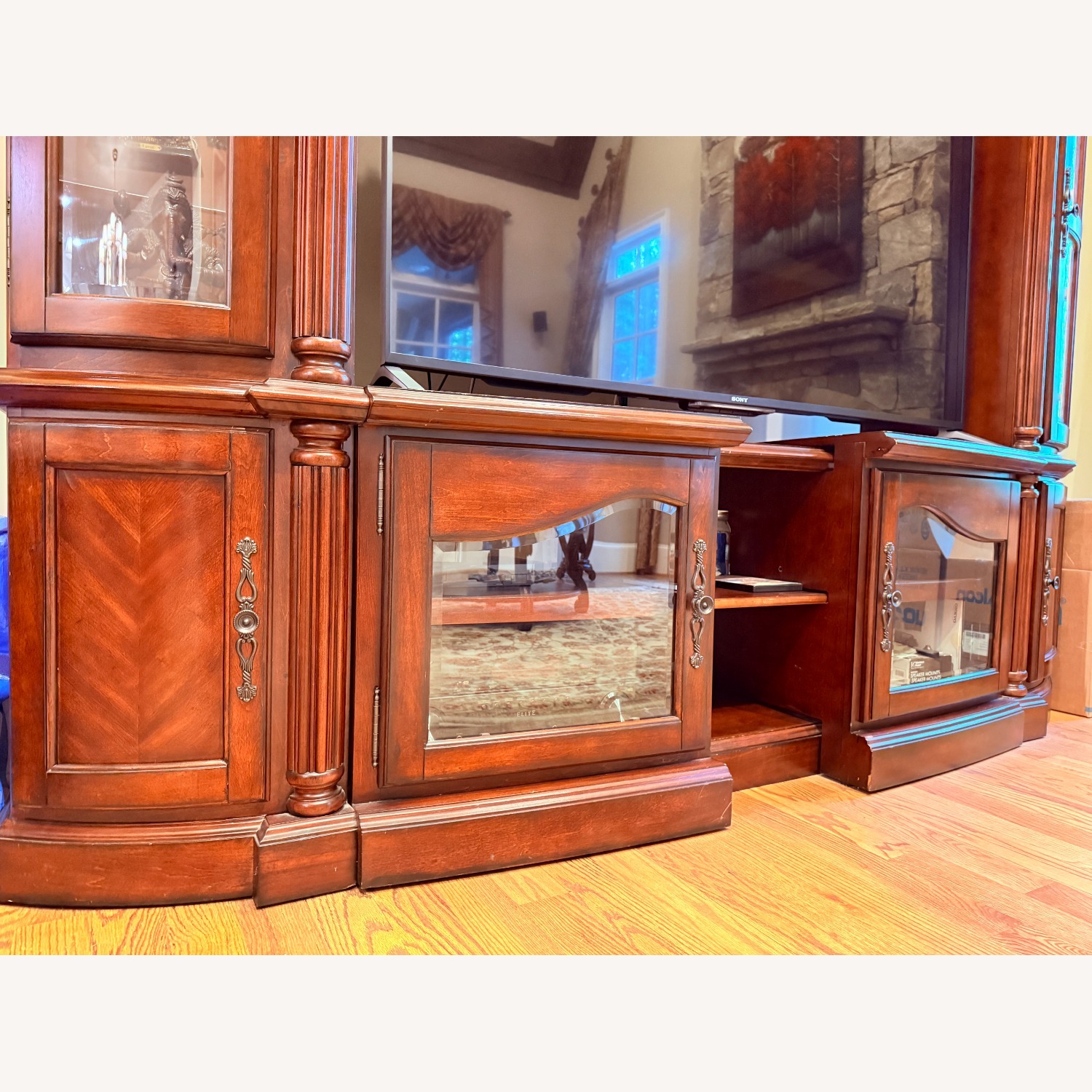 AICO Expandable Media Console With Curio Displays - image-2