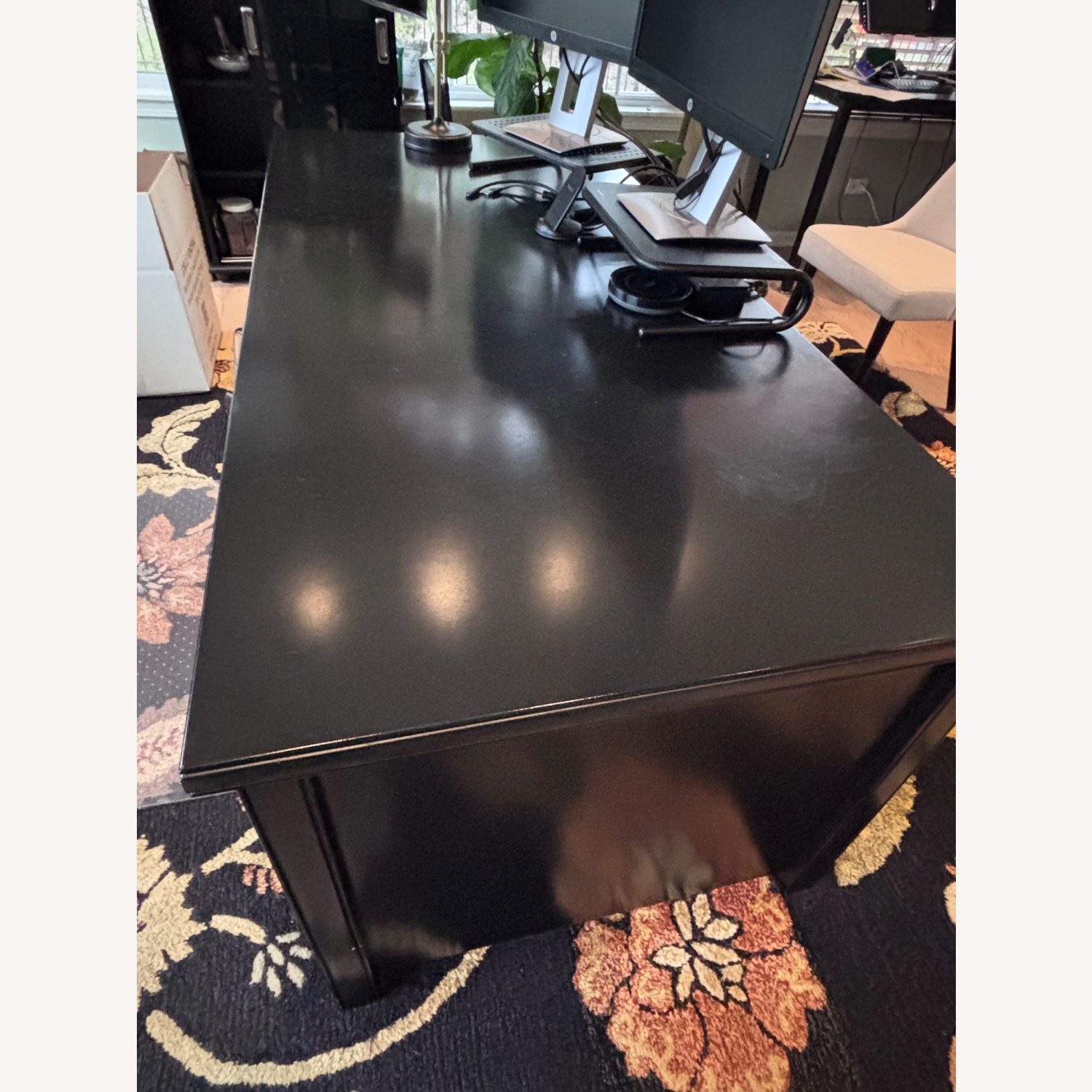 Black Wood Desk + Credenza - image-2