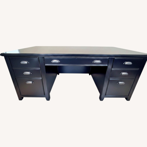 Used Black Wood Desk + Credenza  for sale on AptDeco